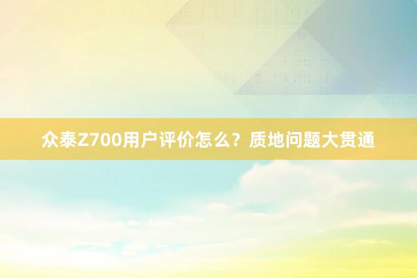 众泰Z700用户评价怎么？质地问题大贯通