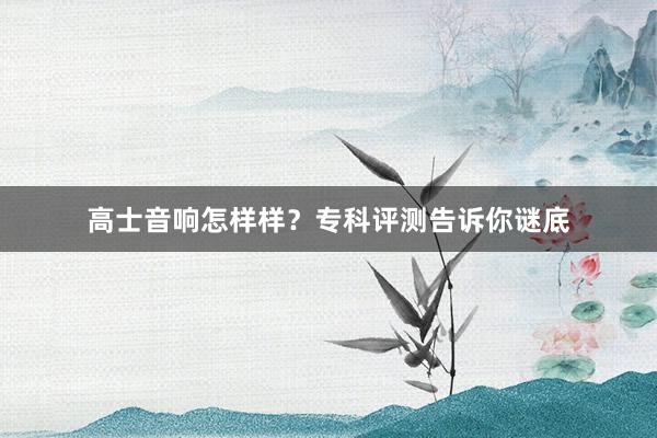 高士音响怎样样？专科评测告诉你谜底